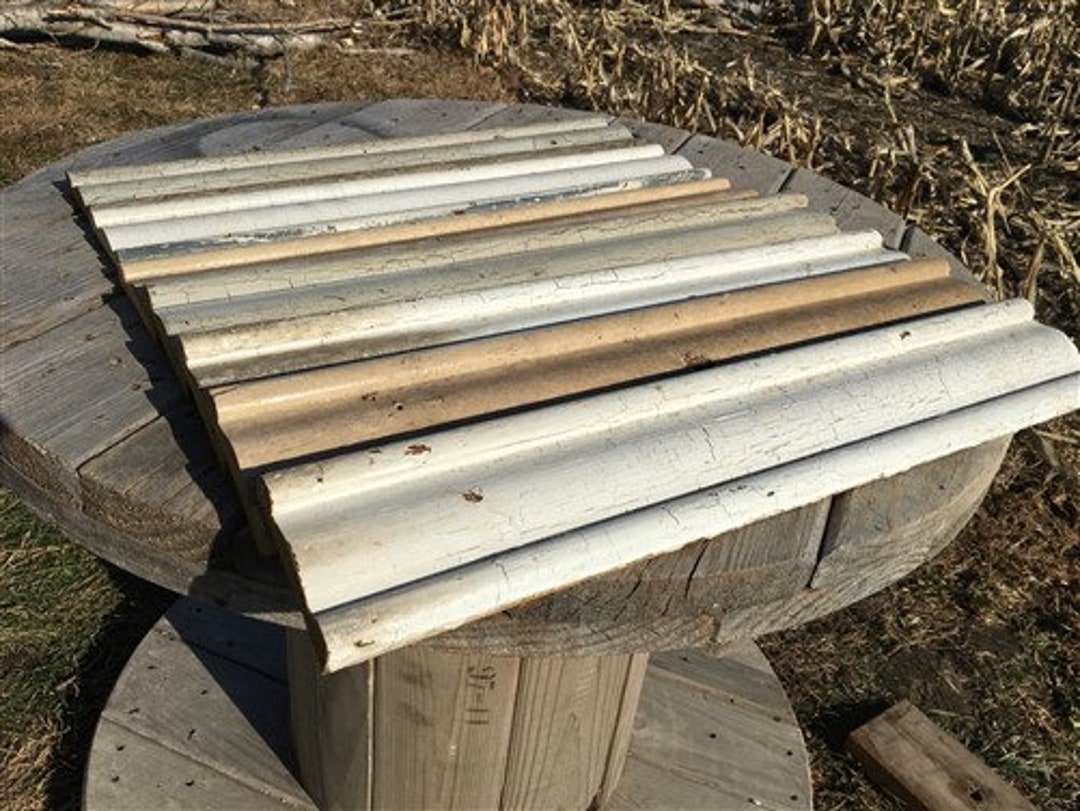 7 Fluted Wood Trim Pieces, Architectural Salvage, Reclaimed Wood