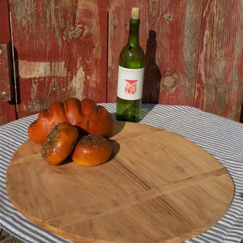 Round Wooden Bread Board, French Cutting Board, Rustic Chopping Board D95,Cheese Charcuterie Board, Dough shops Board, Wood Cutting Board