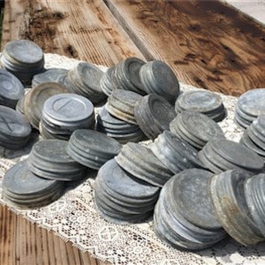 Large Lot 50 Zinc Lids Canning Fruit Jars Ball Mason Blue Jar Country Decor A13, Vintage Canning Supplies, Zinc Canning Lids, Canning Jar Li