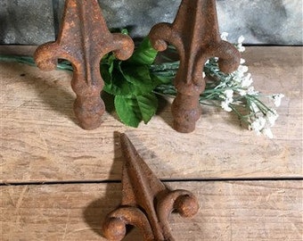 3 Fleur De Lis Cast Iron Fence Post Topers Finials, New Orleans Saints