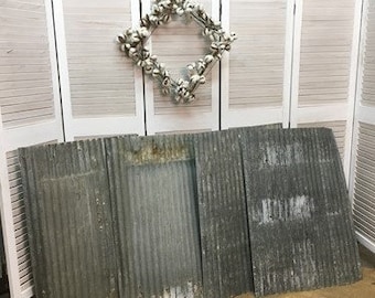 4 Galvanized Tin Sheets, Roof Ceiling Sink Backsplash, Architecture Salvage A1 Corrugated Reclaimed Barn Siding, Galvanized Rustic Roofing