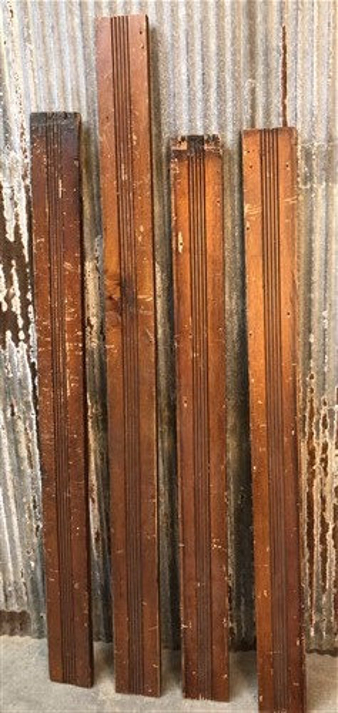 4 Wood Trim Pieces, Architectural Salvage, Reclaimed Vintage Wood