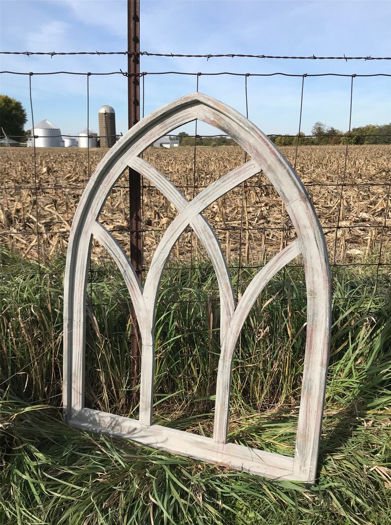 Gray Distressed Farmhouse Window Frame Cathedral Church Etsy
