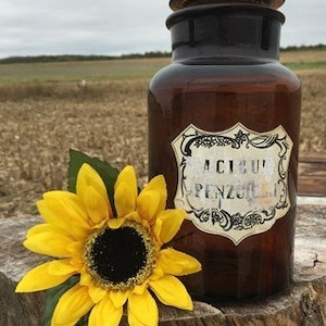 Brown Glass Apothecary Jar, Pharmacy Druggist Medicine Bottle, Glass Stopper S Apothecary Display Jar, Farmhouse Decor, Vintage Medical