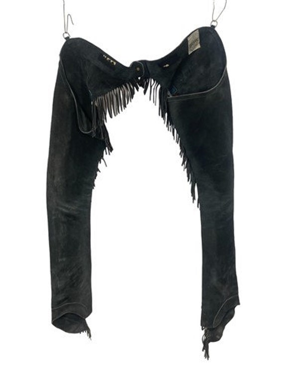 Bears Black Suede Fringed Chaps, Cowboy Western C… - image 4