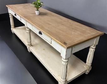 8' Kitchen Island with Drawers, Store Counter, Store Display White Harvest Table