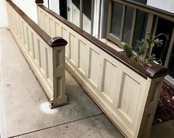 Pair Church Communion Railings, Vintage 12' Wood Altar Rails, Church Fixture