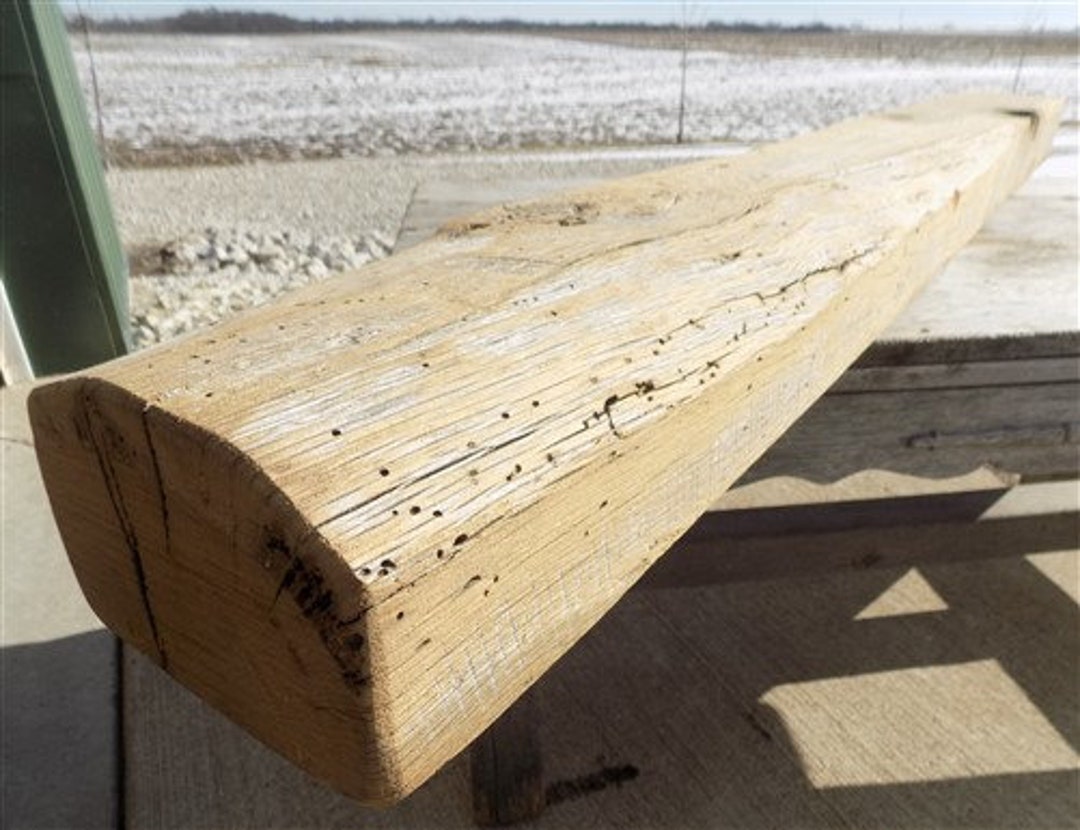 Reclaimed Barn Beam Wood Shelf, Architectural Salvage Fireplace Mantel