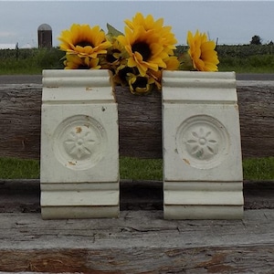 2 Plinth Blocks, Door Trim Molding Architectural Salvage, Antique Wood Trim C22, Door Trim Corner Block, Vintage Wood Molding, Skirting Trim