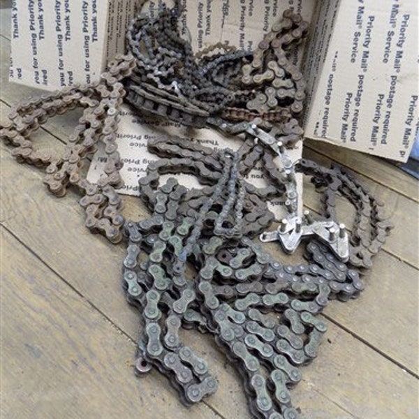 Sections Old Rusty Thick Chain Salvaged Iron Barn Find Metal Art Steampunk a