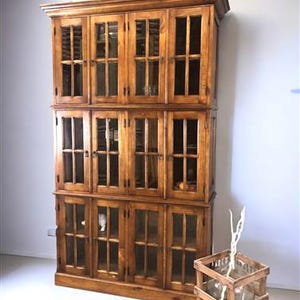 4&#39;10&quot; Triple Stack Cabinet, Walnut Kitchen Cabinet, Bookcase, Kitchen Storage C