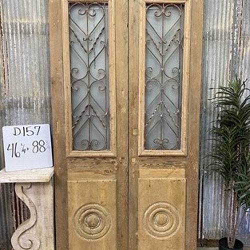 Antique French Double Doors 53x109.5 Iron Wood Doors Etsy