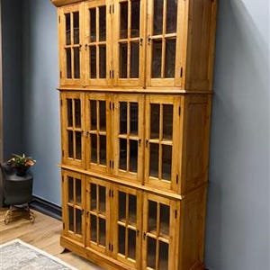 4&#39;10&quot; Triple Stack Cabinet, Pine Kitchen Cabinet, Bookcase, Kitchen Storage, D, Kitchen Hutch Cabinet Vintage Bookcase, Farmhouse Furniture