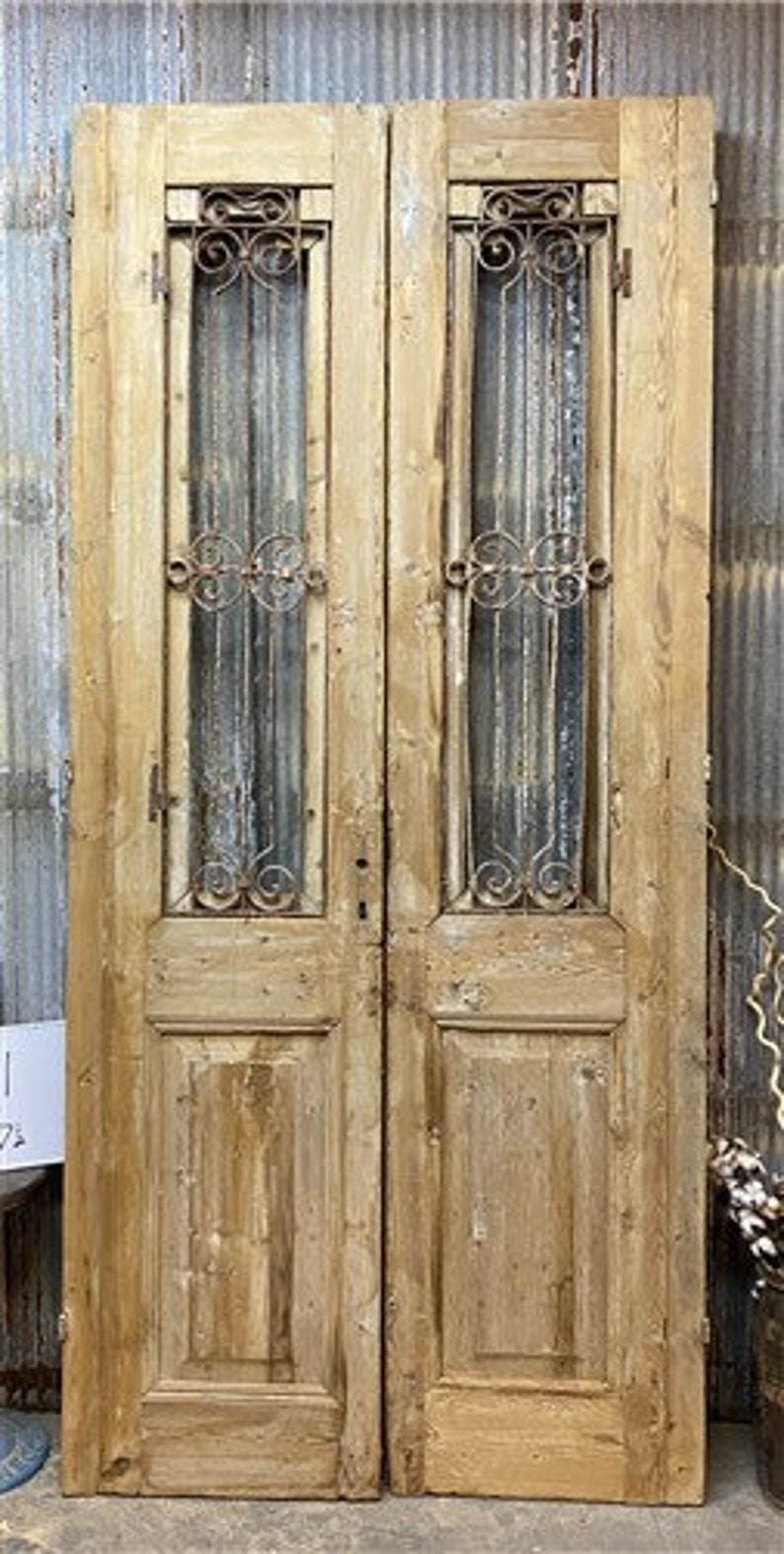 Antique French Double Doors 47.5x104.5 Wood Iron Doors Etsy
