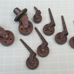 Lot Assorted Metal Caster Swivel Wheels Steel Industrial Furniture Dresser Desk, Vintage Caster, Vintage Wheels, Furniture Caster