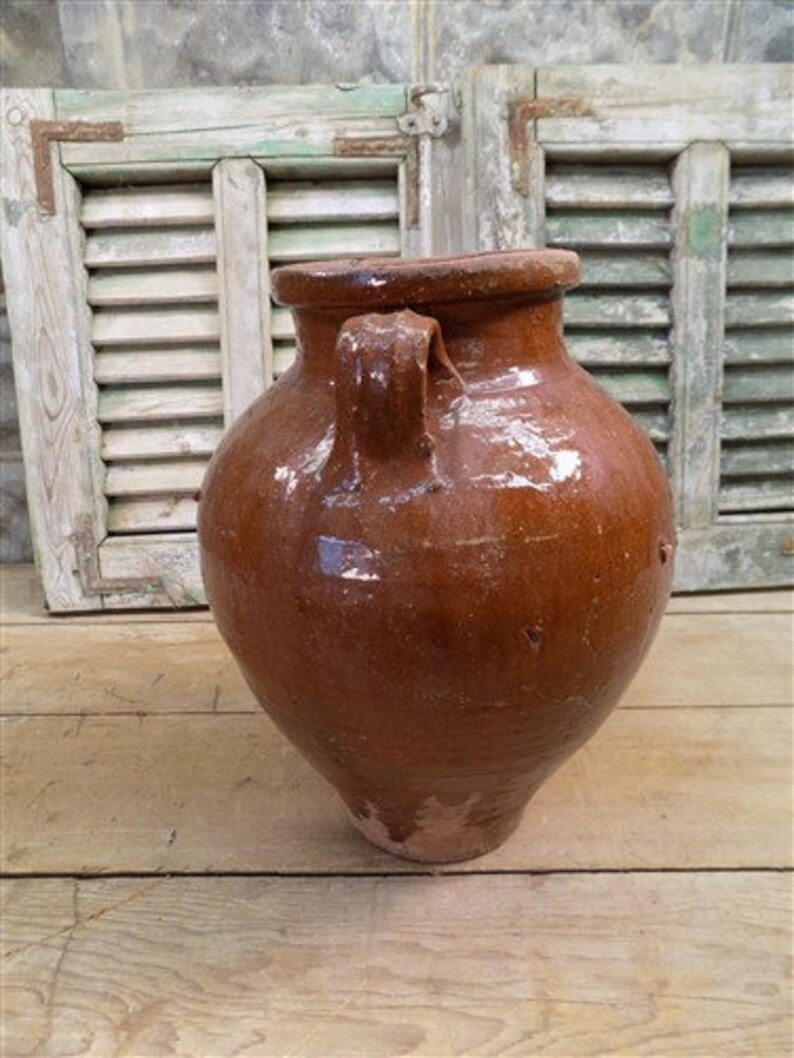 Antique Turkish Olive Jar Pot Vintage Terracotta Planter Etsy