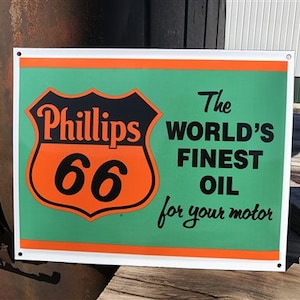 Phillips 66 Motor Oil Sign, Metal Porcelain Advertising Sign, Gas Station Sign B Phillips 66 Sign, Gas Oil Sign, Retro Service Station Sign