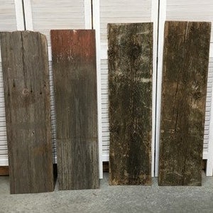 4 Barn Wood Reclaimed Planks, Wall Siding Boards, Lumber Floating Shelf A19 Wall Paneling, Reclaimed Wood Accent Wall, Farmhouse Decor