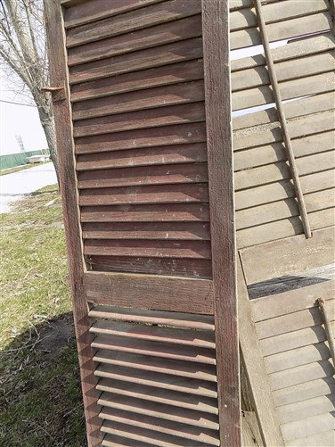 2 Wood Shutters Victorian Window Louver Plantation Door Etsy