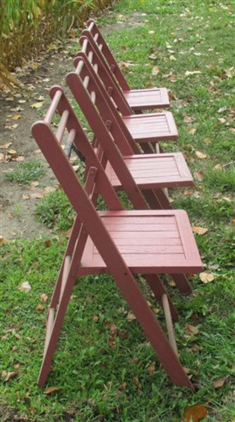 Set of 4 Wood Folding Chairs Church Funeral Wedding Concert Etsy