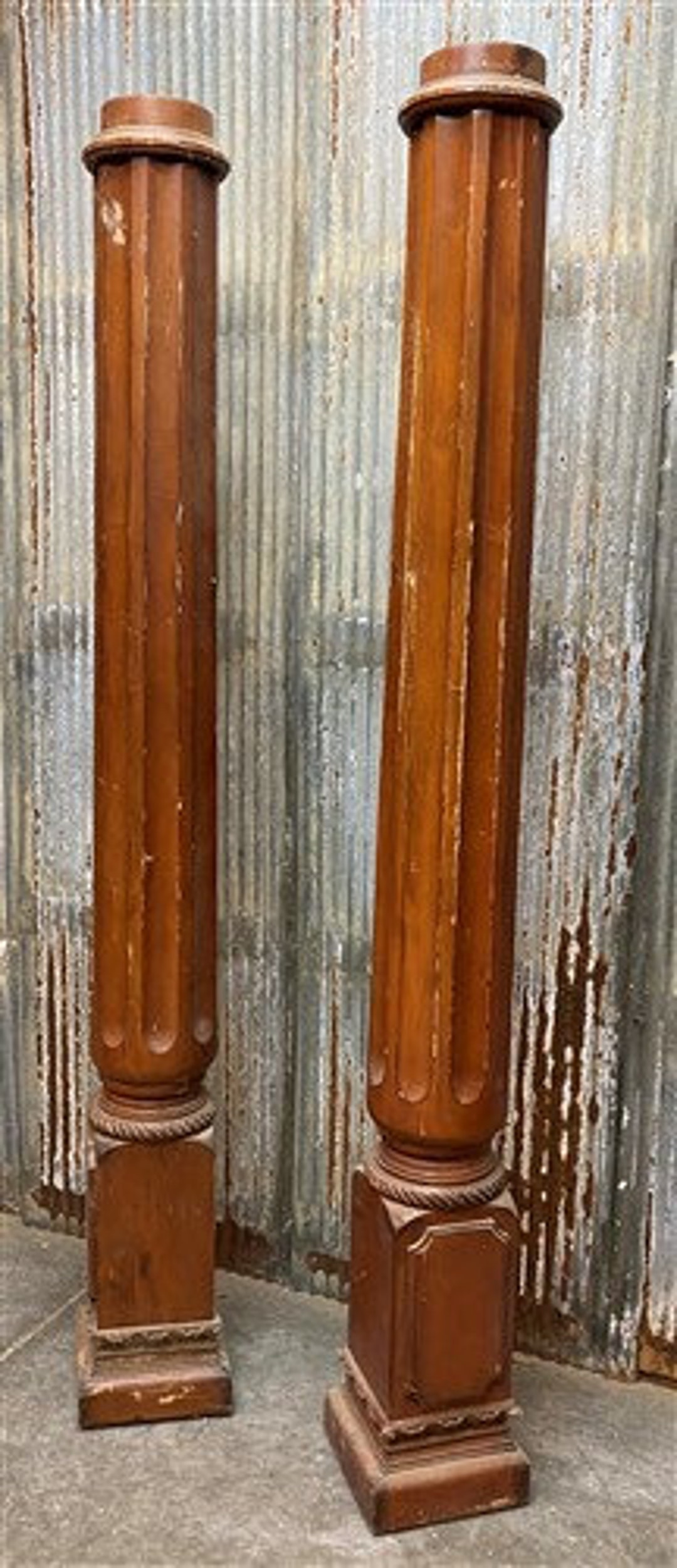 Set of Wood Pillars, Vintage Columns, Patio Yard Porch Posts, Outdoor