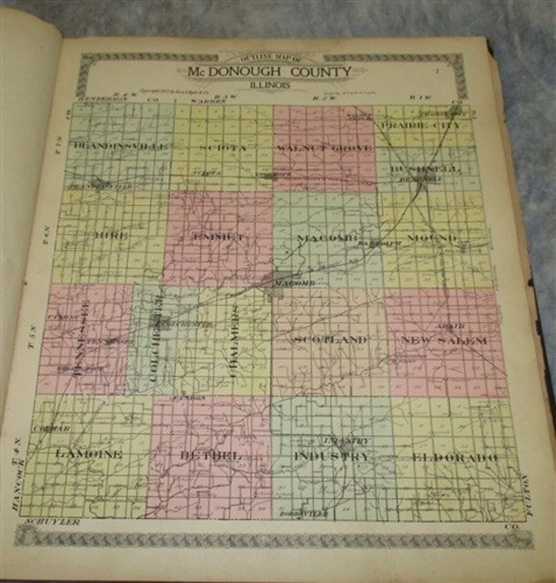 1913 Atlas McDonough County Illinois Plat Book Maps Genealogy Etsy