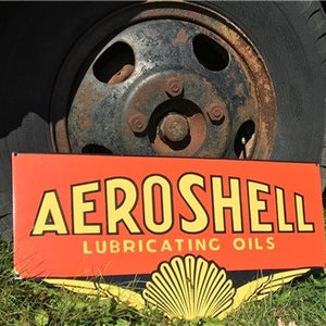 Aeroshell Lubricating Oil Sign, Metal Porcelain Advertising Sign, Gas Station A, Aeroshell Advertising, Metal Porcelain Sign, Advertising Si