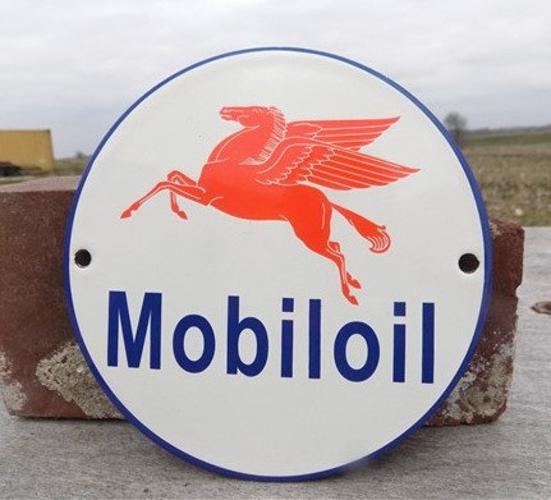 Mobiloil Sign, Metal Porcelain, Advertising Sign, Pegasus Sign, Gas ...