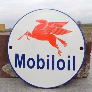 Mobiloil Sign, Metal Porcelain, Advertising Sign, Pegasus Sign, Gas Station Sign Mobil Sign, Pegasus Sign, Metal Porcelain Sign, Advertising