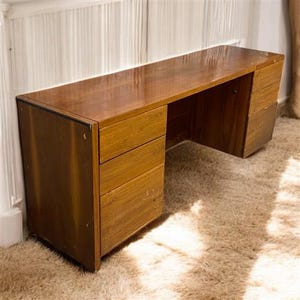 Mid Century Modern Desk, MCM Wood Furniture, Danish Modern, Library Table, Student Desk, Knee Hole Desk, Solid Wood
