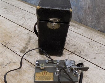 1954 Vibroplex Telegraph Key, Bug, Wedge Cord, Carrying Case Paddle Ham Radio g, Vibroplex Vintage Equipment, Telegraph Machine, Morse
