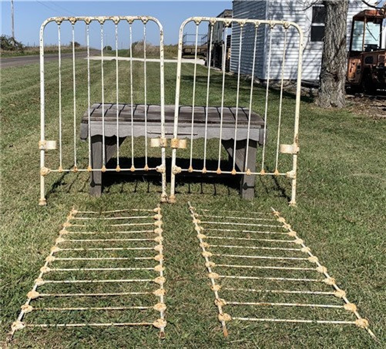 Vintage Cast Iron Toddler Bed Frame With Rails Fence Gate Etsy