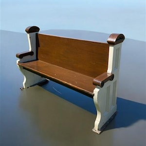 Vintage Wooden Church Pew, 4&#39; 6&quot; Porch Bench, Entry Foyer, Dining Seating, C28