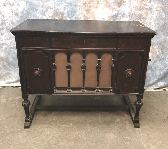 Vintage Brunswick Wind Up Phonograph Record Player Console Cabinet, Model T, Vintage Record Player, Brunswick Phonograph, Record Cabinet