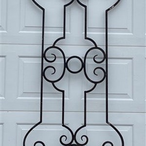 Vintage Wrought Iron Wall Hanging, Panel Decorative Scroll Art, Iron Door Insert, Tuscan Art, Indoor Outdoor Gate Decor, Wall Decor
