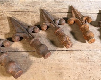 5 Fleur De Lis Cast Iron Fence Post Toppers Finials, New Orleans Saints
