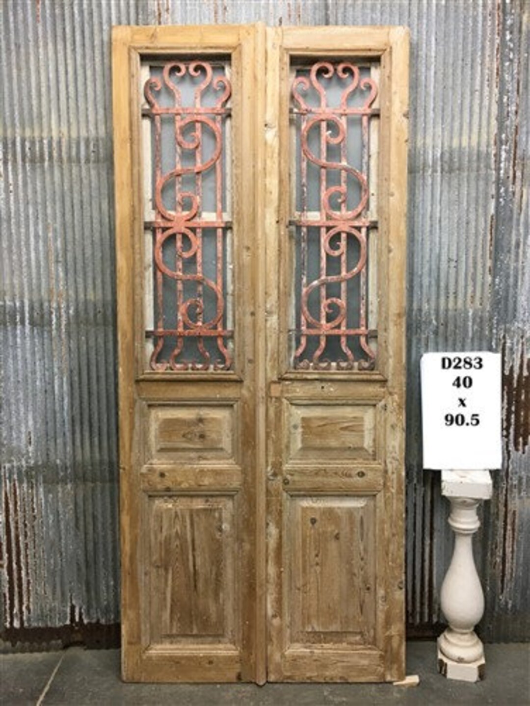 Antique French Double Doors (40x90.5) Iron Wood European Old World