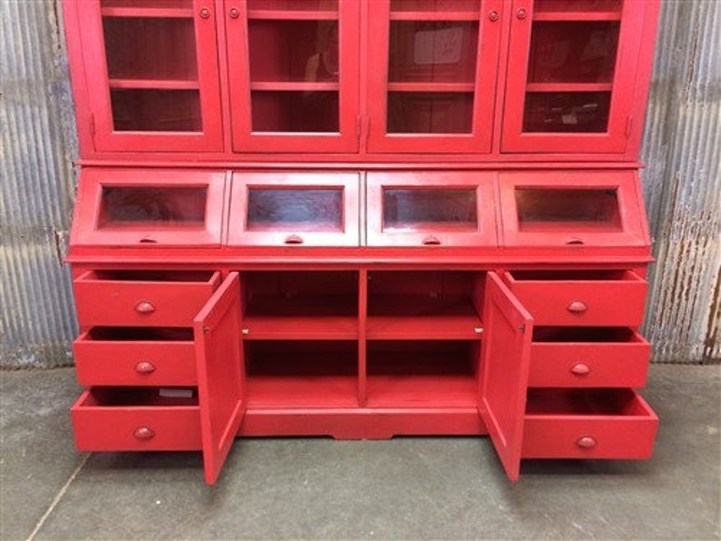 Flat Kitchen Hutch Kitchen Pantry Storage Red Wood Etsy