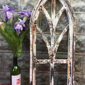 Rustic Arched Farmhouse Window Frame, Faux Window Frame Wall Decor, Shabby Chic Church Window, Vintage Inspired, Wall Hanging, Wood Window