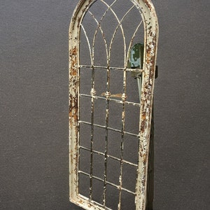 Large Wood Metal Architectural Window Wall Decor, Arched Church Window Frame