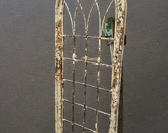 Large Wood Metal Architectural Window Wall Decor, Arched Church Window Frame