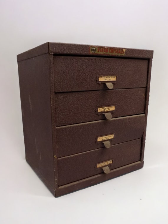 4 Drawer Small Metal Filing Cabinet File Vintage Storage Card