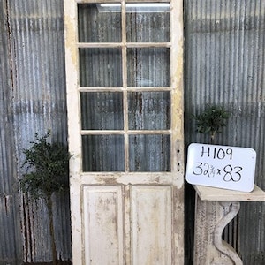Antique French Single Door (32.75x83) 8 Glass Panes, European Design H109
