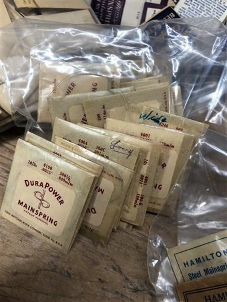 Watch Mainsprings Lot, NOS Watch Component Movement Parts, Replacement Parts image 7