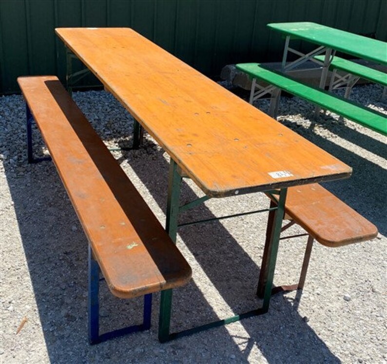 Wood Vintage German Beer Garden Table and Benches Oktoberfest Etsy