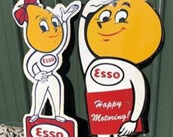 ヴィンテージ エッソ ハッピー モーターリング エナメル サイン