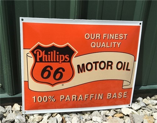 Phillips 66 Motor Oil Sign, Metal Porcelain Advertising Sign, Gas