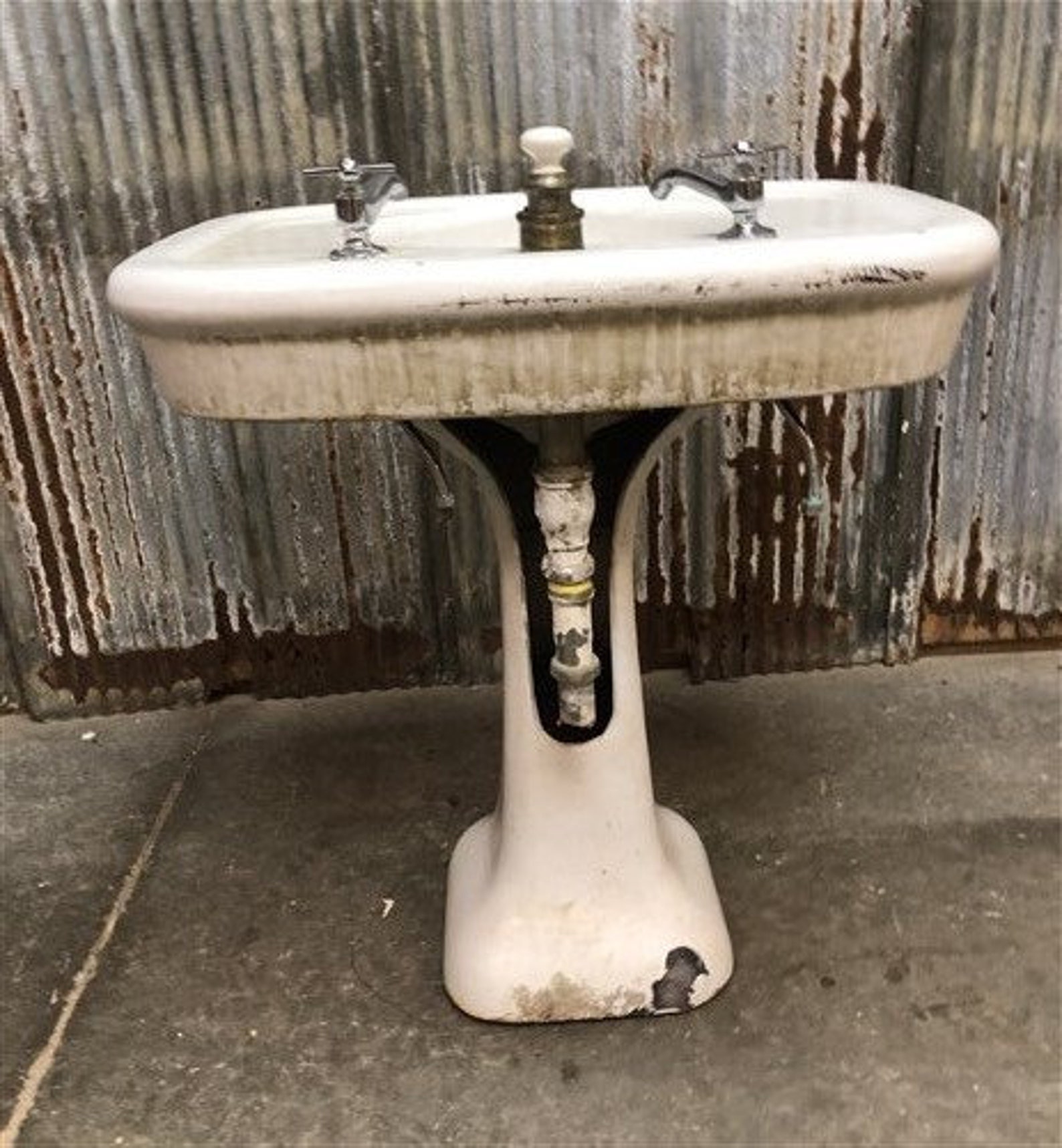 White Porcelain Standard Sink Vintage Pedestal Sink Etsy