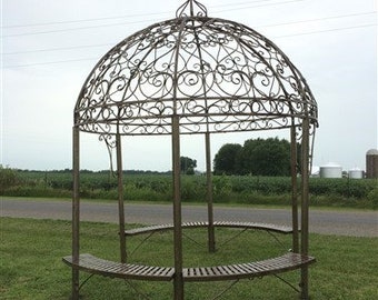 Elegant Swirl Gazebo With Bench Dome 