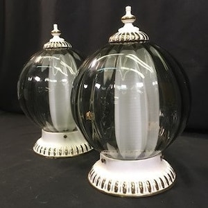2 Elegant Ceiling Mount Light Fixtures, Cream Gold Metal Vintage Light Vintage Ceiling Mount Light Fixture, Smoked Glass Shades